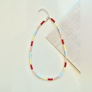 Handmade Jewerly with Dopamine Color Seed Beads Choker Necklace with Extension
